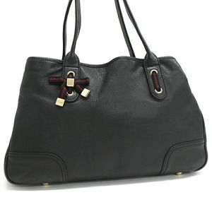 Gucci Ribbon Tote Princess Black Stripe Sherry Bag Leather Web